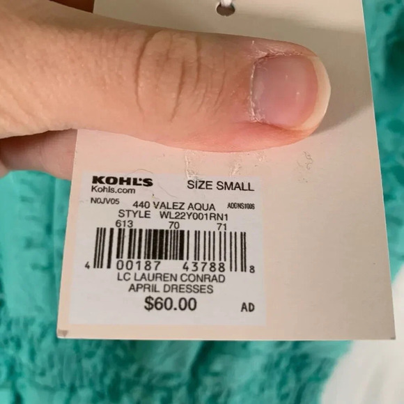 Lauren Conrad Mini Dress Women's Small Green Floral Tie Back Short Sleeve New - Picture 5 of 9